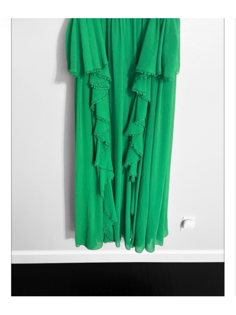 Badgley Mischka Plus Size Chiffon Tiered Ruffle Gown Dress - Picture 8 of 9